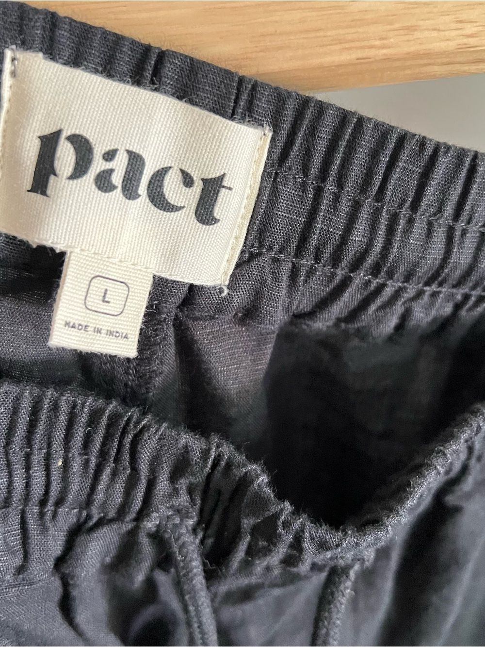 Pact Cargo Pants Organic Cotton Linen Black Relaxed Fit Size LG Casual Utility - Picture 3 of 6